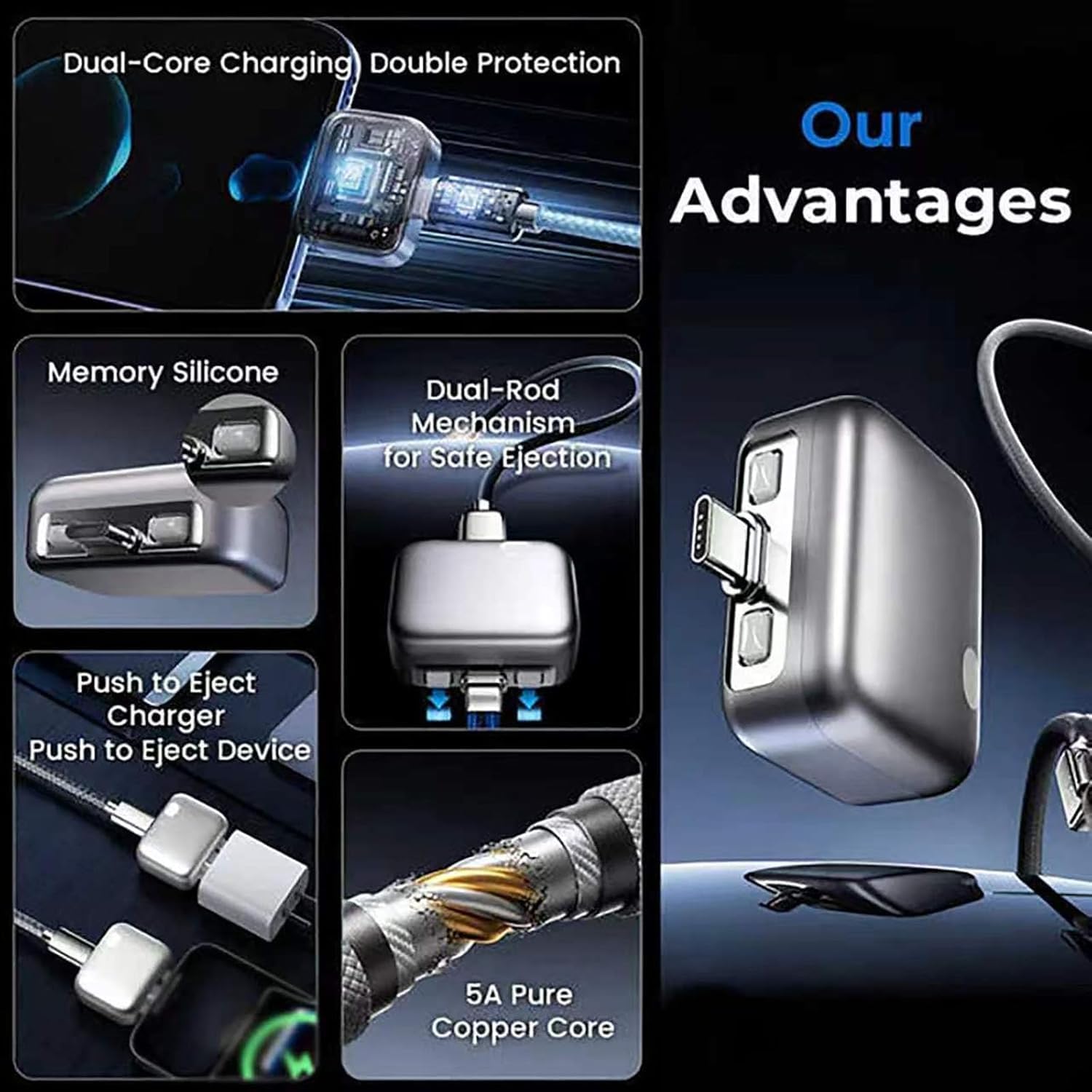 Auto Power Off USB Type C Charging Cable