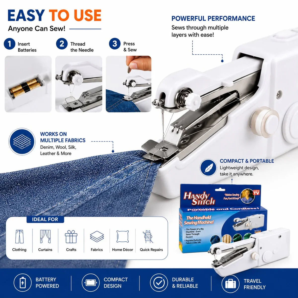 Mini Portable Stitching Machine – Compact Handheld Sewing Machine
