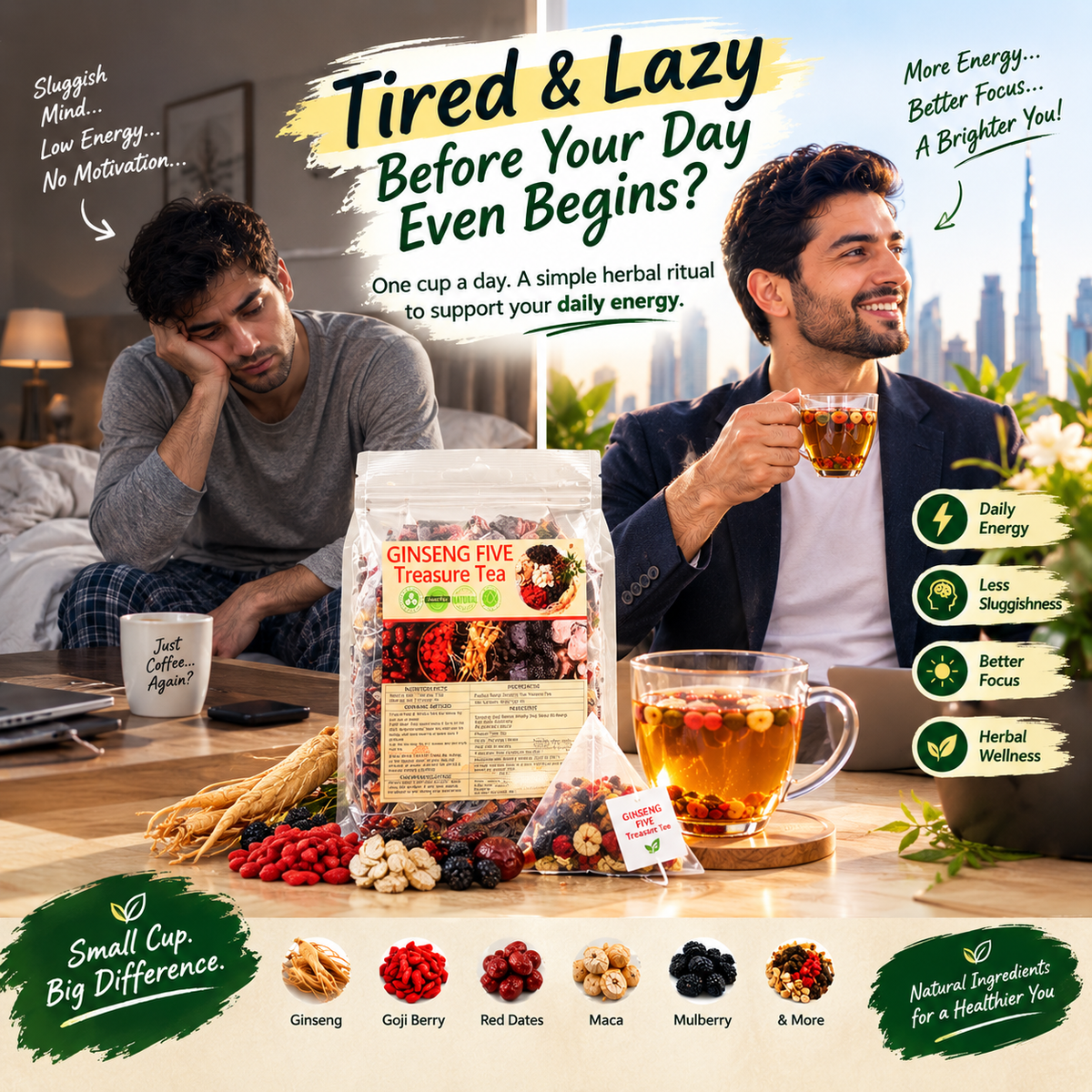 Premium Ginseng Five Treasure Herbal Tea (30Pc)