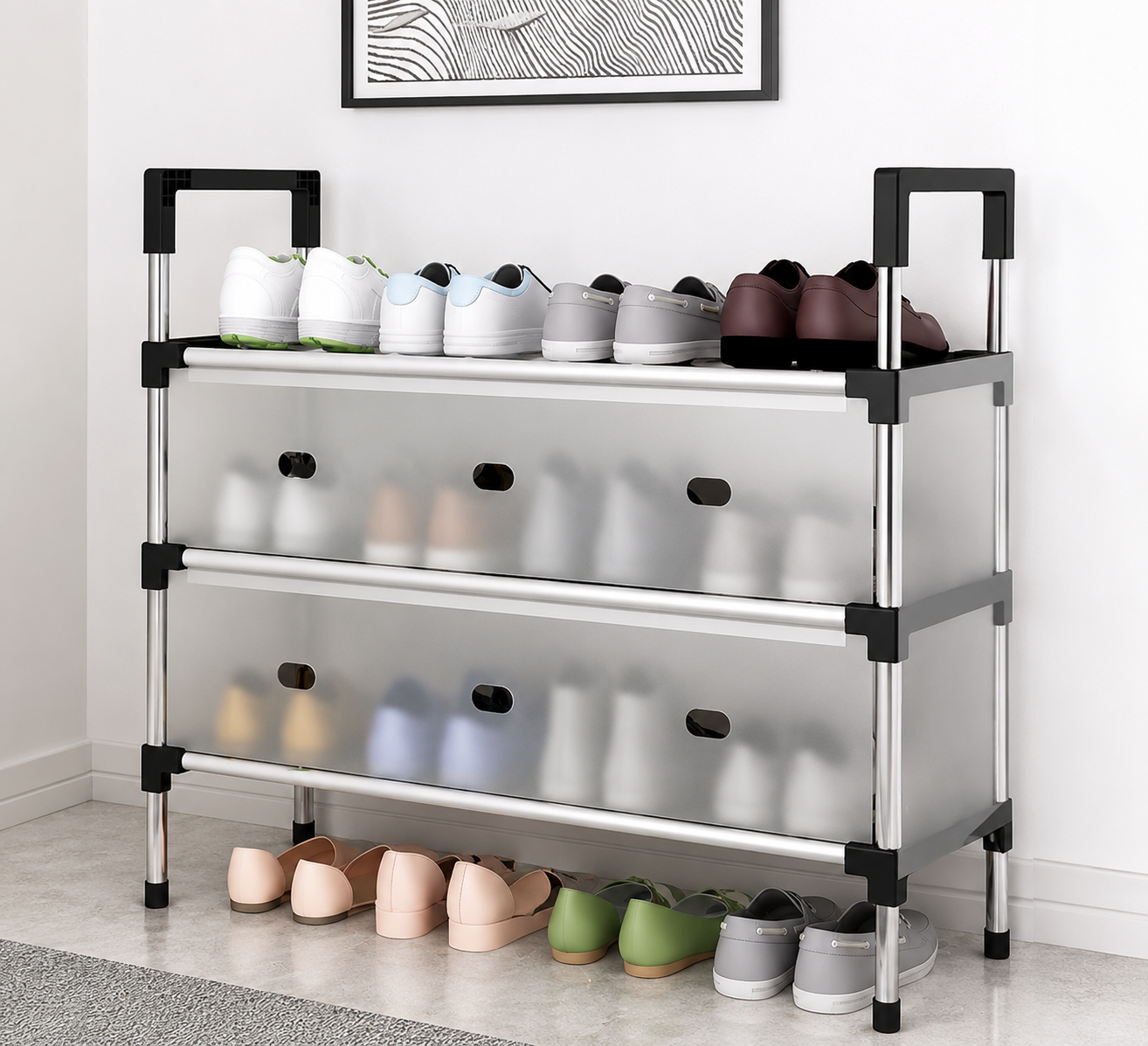 3-Tier Portable Shoe Rack Organizer – Space-Saving Storage Stand