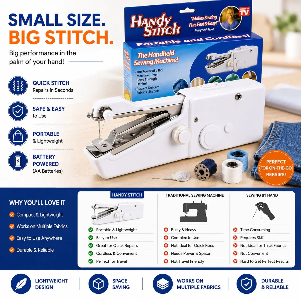 Mini Portable Stitching Machine – Compact Handheld Sewing Machine