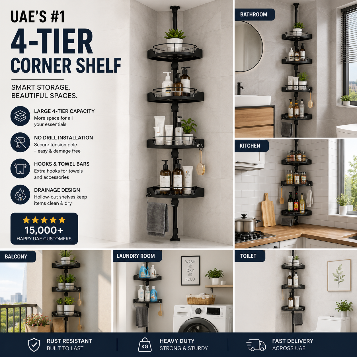 Corner Storage 4-tier Shelf
