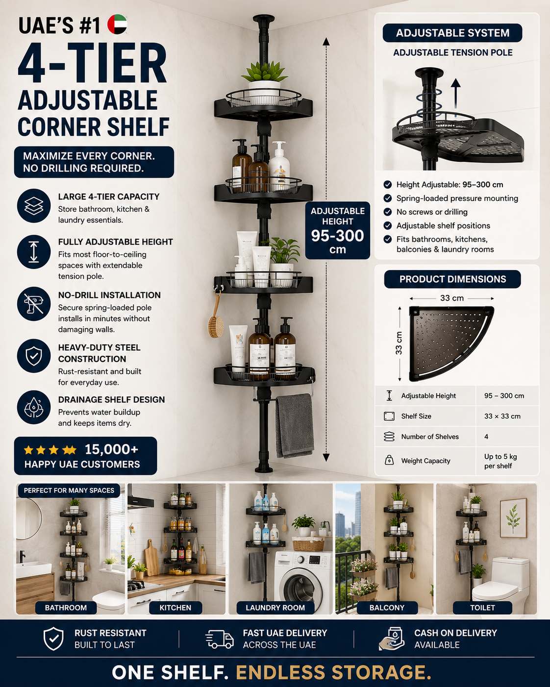 Corner Storage 4-tier Shelf