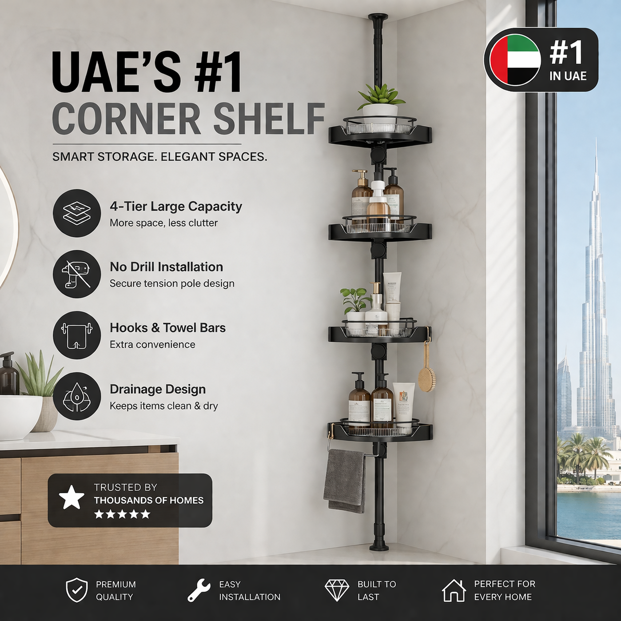 Corner Storage 4-tier Shelf
